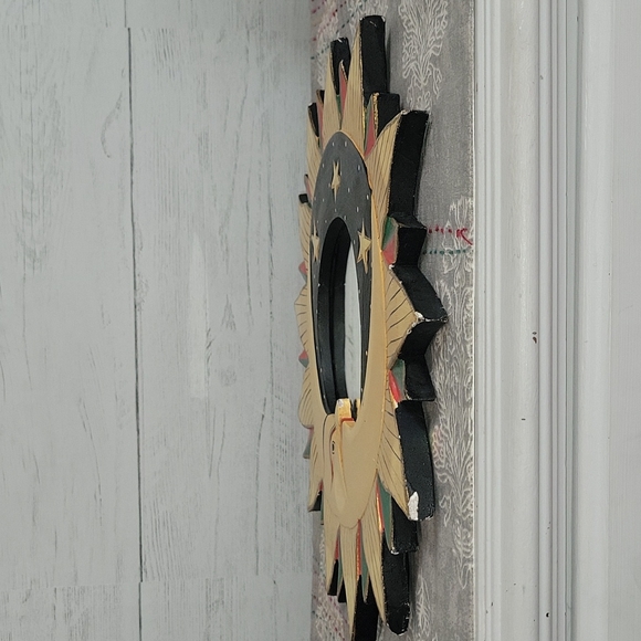 Vintage | Artist Signed Celestial Hand Painted Sun Moon & Stars Mirror - Picture 5 of 14